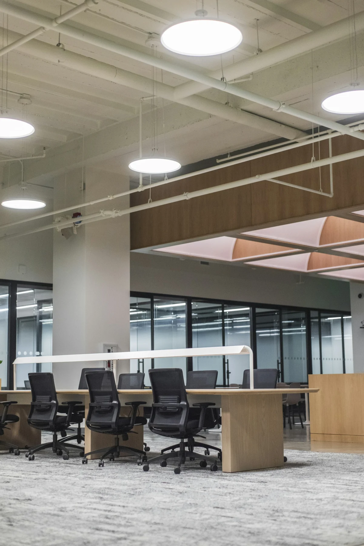 Lighting in a modern commercial interior