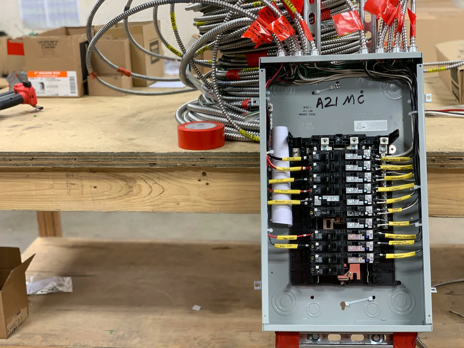 An organized electrical distribution panel